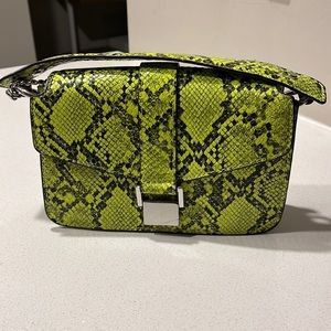 Lime snakeskin purse